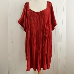 Madewell NWT pleated midi  dress Boxy comfy size 3X burnt orange